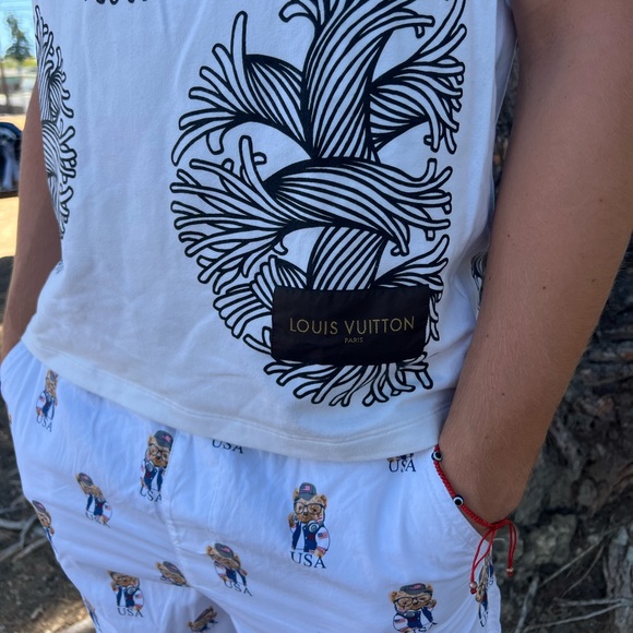 LOUIS VUITTON CHRISTOPHER NEMETH AUTHENTIC MEN T SHIRT WHITE LOVE ROPE TIE KNOT - Picture 5 of 16